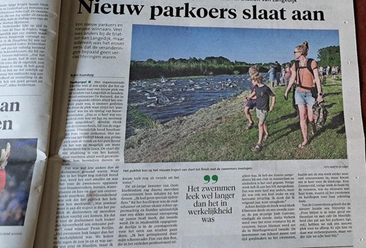 Triathlon Langedijk, krantenartikel
